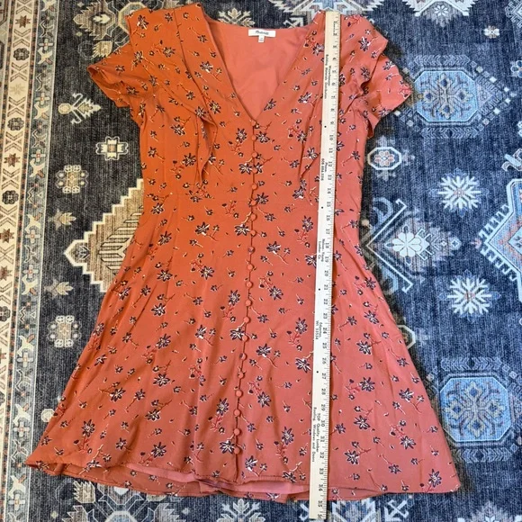 Madewell Women’s Flutter-Sleeve Button Down Dress in Ginger Floral Size 10 - Picture 16 of 16